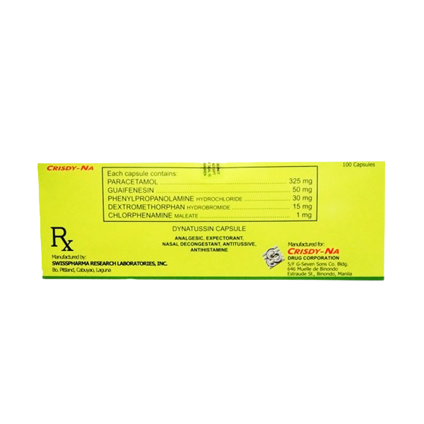 DYNATUSSIN Dextromethorphan Hydrobromide / Guaifenesin / Chlorphenamine